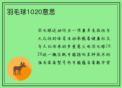 羽毛球1020意思