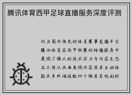 腾讯体育西甲足球直播服务深度评测